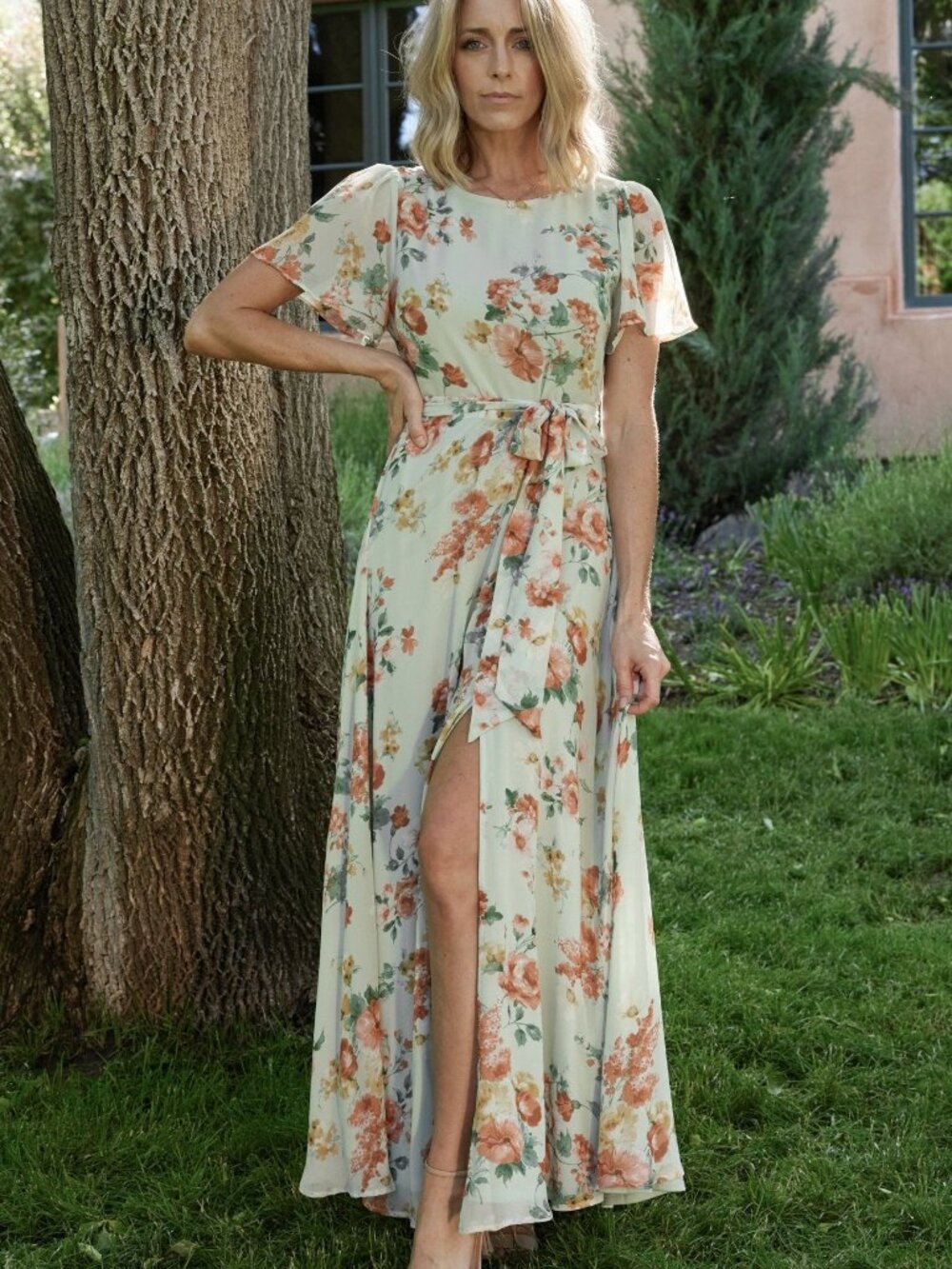 Baltic Born Naomi Short Sleeve Maxi Dress | Sage Floral Size SS - Picture 4 of 4